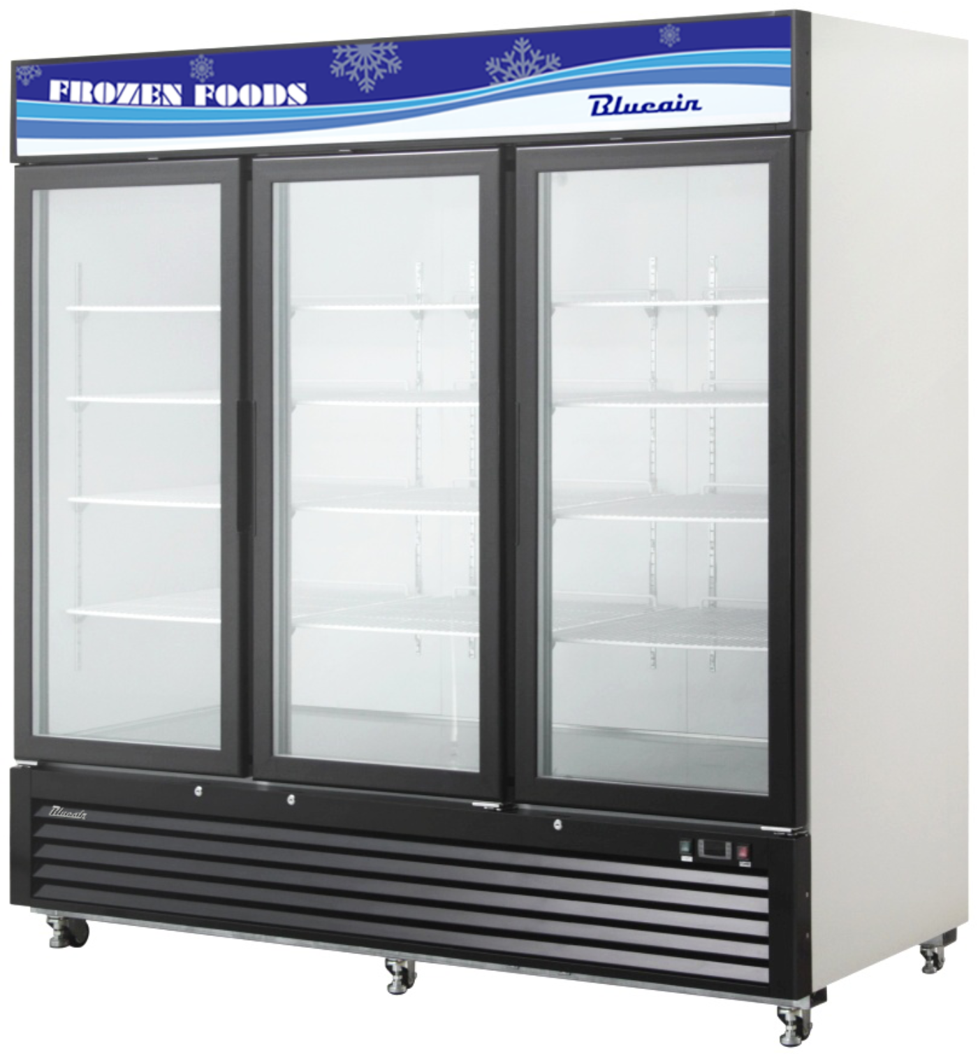 Blue Air BKGF72-HC | 82" Wide 3 Swing Door White Merchandiser Freezer - BKGF72-HC