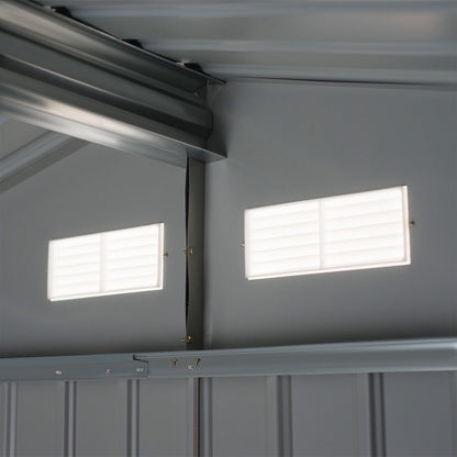 Outsunny EverBase 9' x 6' Outdoor Storage Shed with Foundation Kit, Double Lockable Door & Air Vents, Gray - 845-031GY