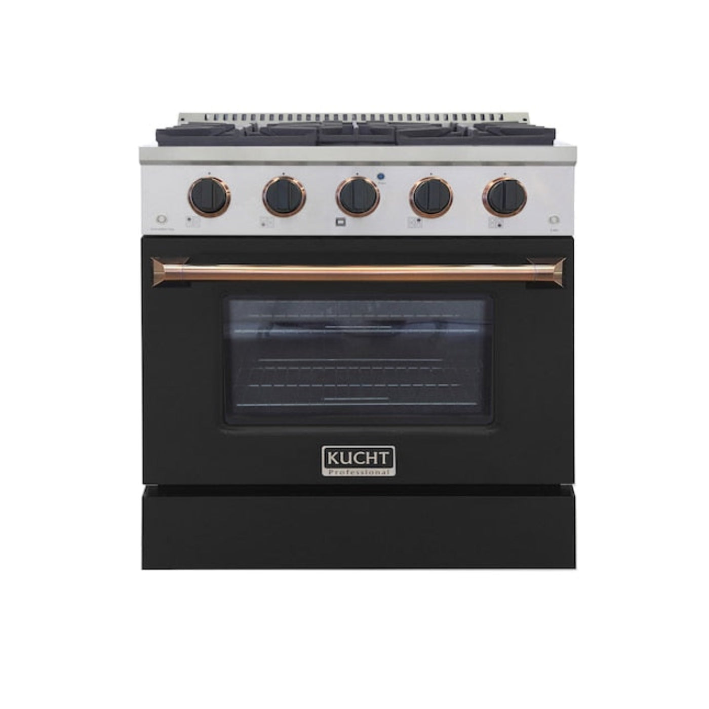 Kucht Professional 30" 4.2 cu ft. Propane Gas Range in Black with Gold Accents, KNG301/LP-K-GOLD - KNG301/LP-K-GOLD