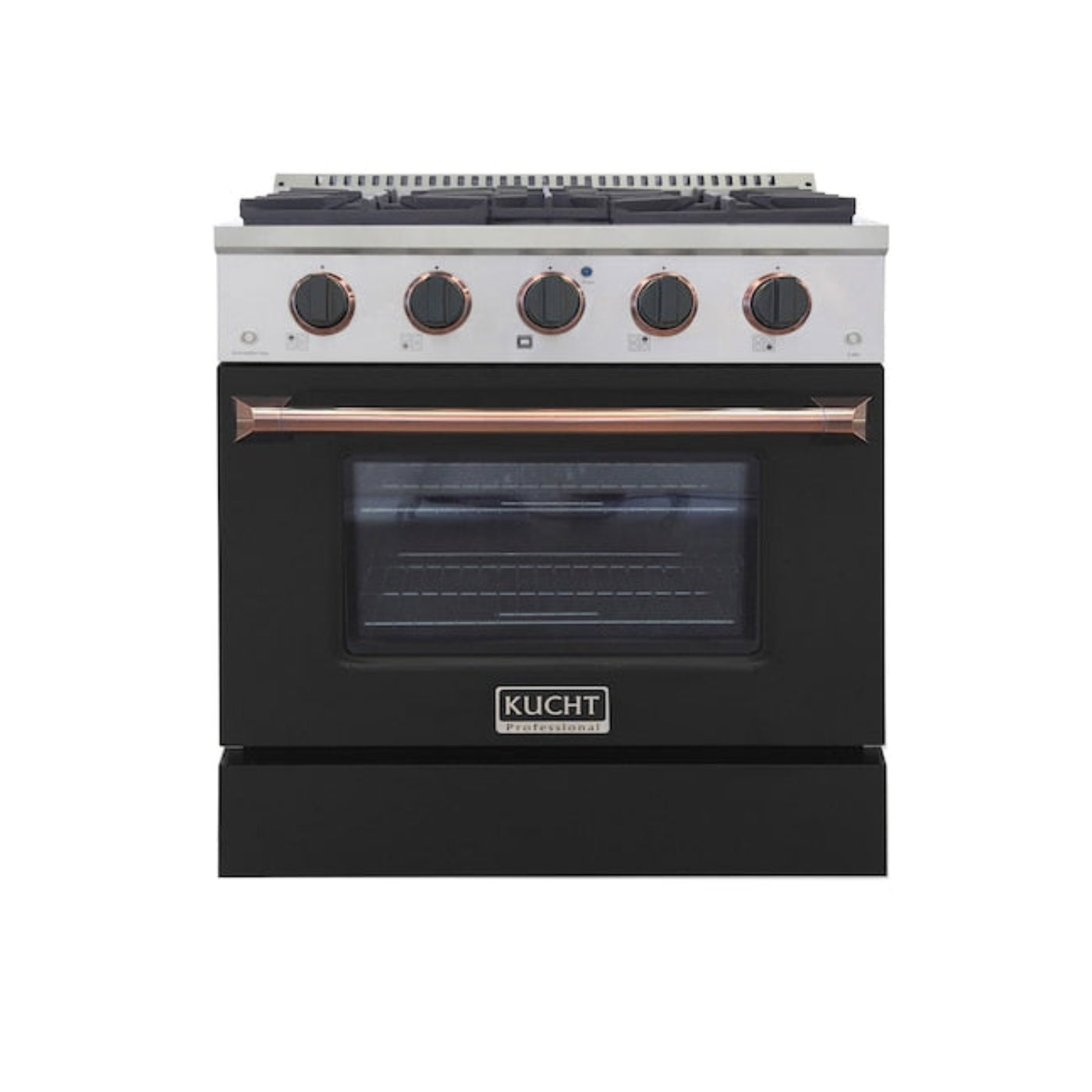 Kucht Professional 30" 4.2 cu ft. Propane Gas Range in Black with Rose Gold Accents, KNG301/LP-K-ROSE - KNG301/LP-K-ROSE