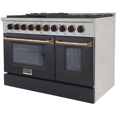 Kucht 48" Pro-Style Propane Gas Dual Fuel Range in Black with Gold Accents, KDF482/LP-K-GOLD - KDF482/LP-K-GOLD