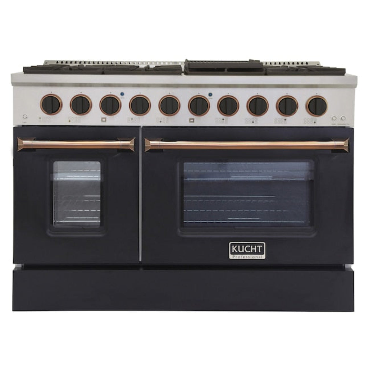 Kucht 48" Pro-Style Propane Gas Dual Fuel Range in Black with Gold Accents, KDF482/LP-K-GOLD - KDF482/LP-K-GOLD