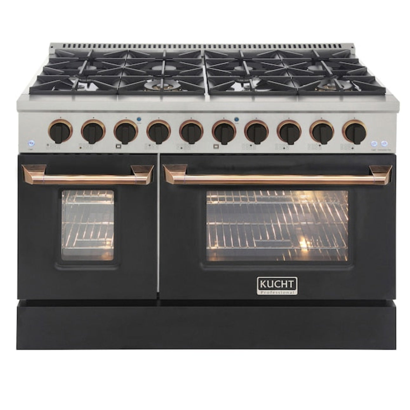 Kucht 48" Pro-Style Propane Gas Dual Fuel Range in Black with Gold Accents, KDF482/LP-K-GOLD - KDF482/LP-K-GOLD