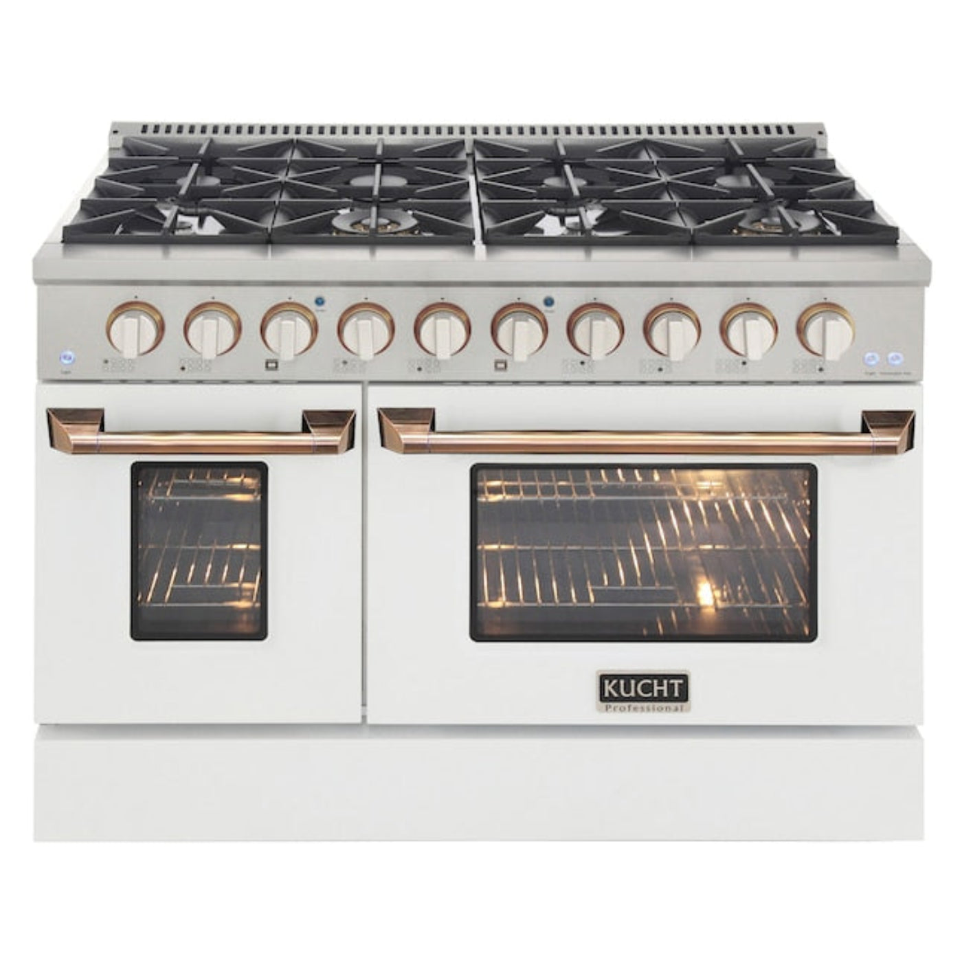 Kucht 48" Pro-Style Propane Gas Dual Fuel Range in White with Gold Accents, KDF482/LP-W-GOLD - KDF482/LP-W-GOLD