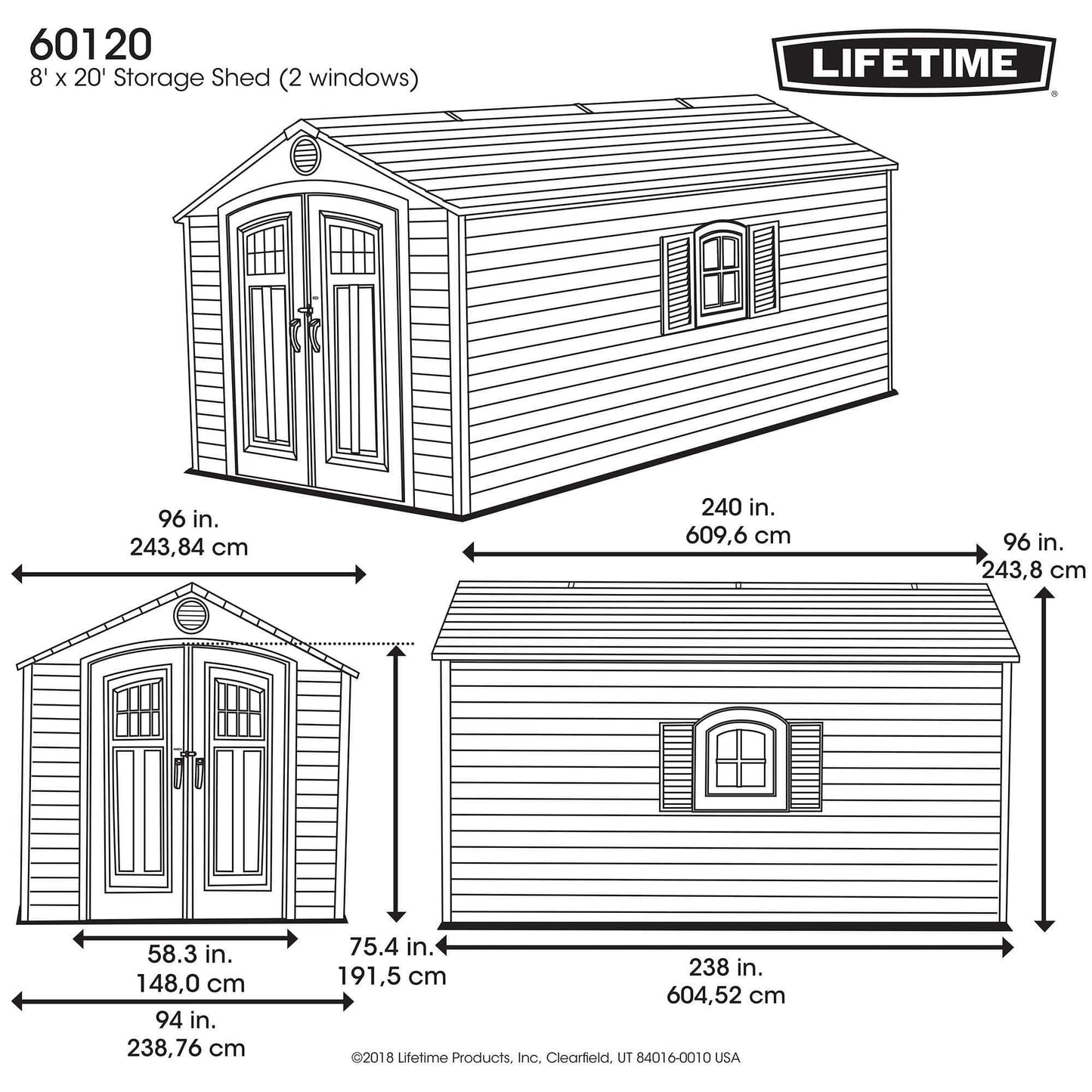 Lifetime 8 Ft. X 20 Ft. Outdoor Storage Shed - 60120 - Backyard Provider