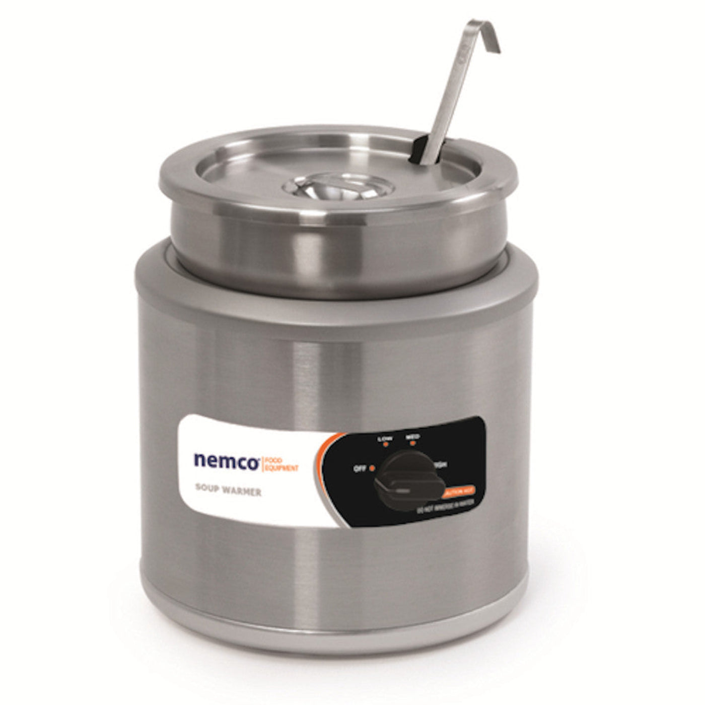 Nemco 6102A-ICL 7-Quart Countertop Round Cooker-Warmer w/ Insert, Cover & Ladle - NE6102AICL