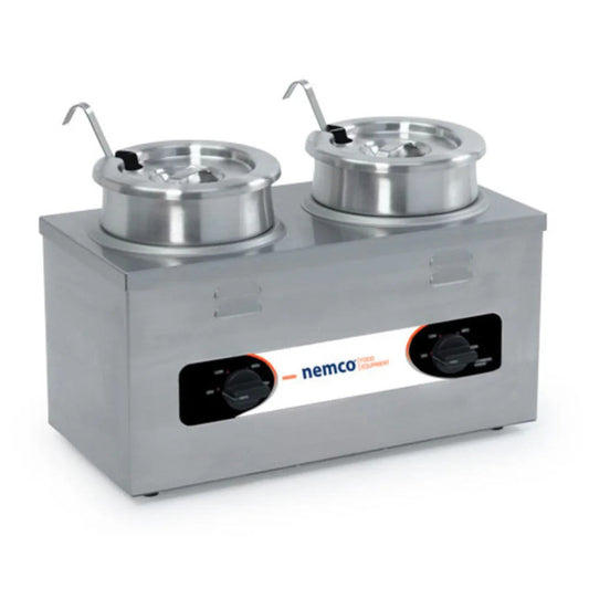 Nemco 6120A-CW-ICL Twin Well Countertop Warmer with Insert, Cover and Ladle - NE6120ACWICL