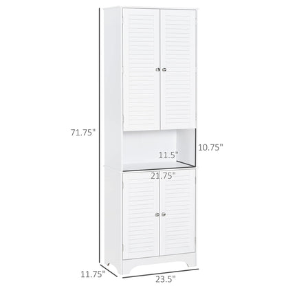 HomCom Tall Narrow Bathroom Storage Cabinet with Doors and Shelf Adjustability - B08BCH9T6H-1