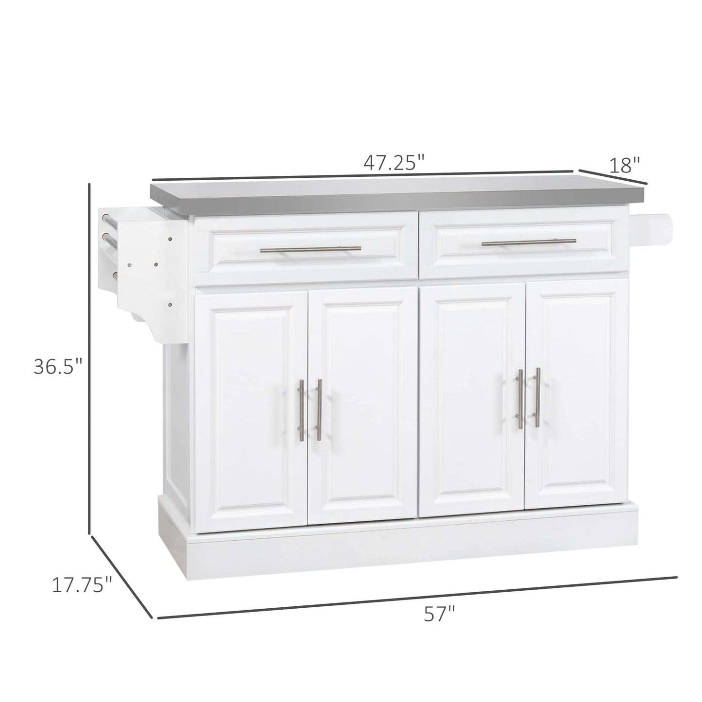 HomCom Rolling Kitchen Island with Storage, Portable Kitchen Cart with Stainless Steel Top - B072NZ5T92