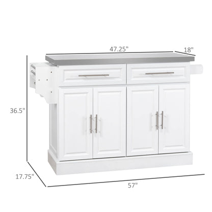HomCom Rolling Kitchen Island with Storage, Portable Kitchen Cart with Stainless Steel Top - B072NZ5T92