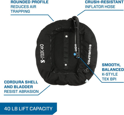 ScubaPro S-TEK Pro Back Plate / Wing Harness System for Single or Twin Tank Diving - BCD402 30LB