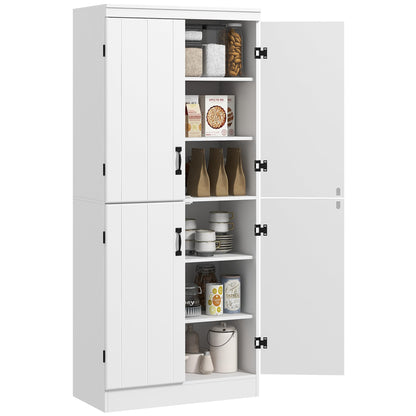 HOMCOM 70" Kitchen Pantry Cabinet, Freestanding Storage Cabinet with 4 Doors and 2 Adjustable Shelves for Dining Room, White - B09YXPKT9T