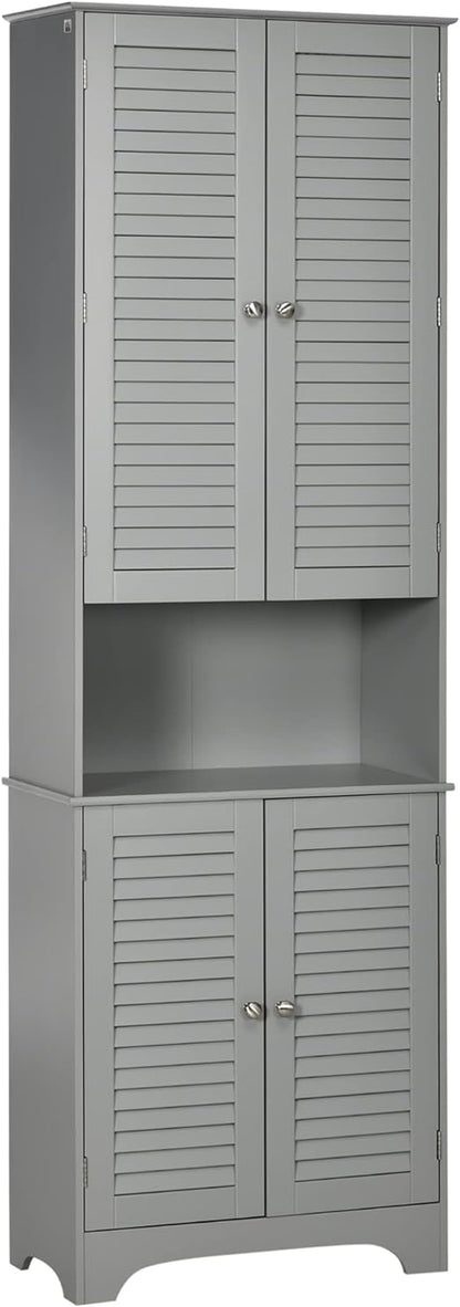 HomCom Tall Narrow Bathroom Storage Cabinet with Doors and Shelf Adjustability - B08BCH9T6H-1