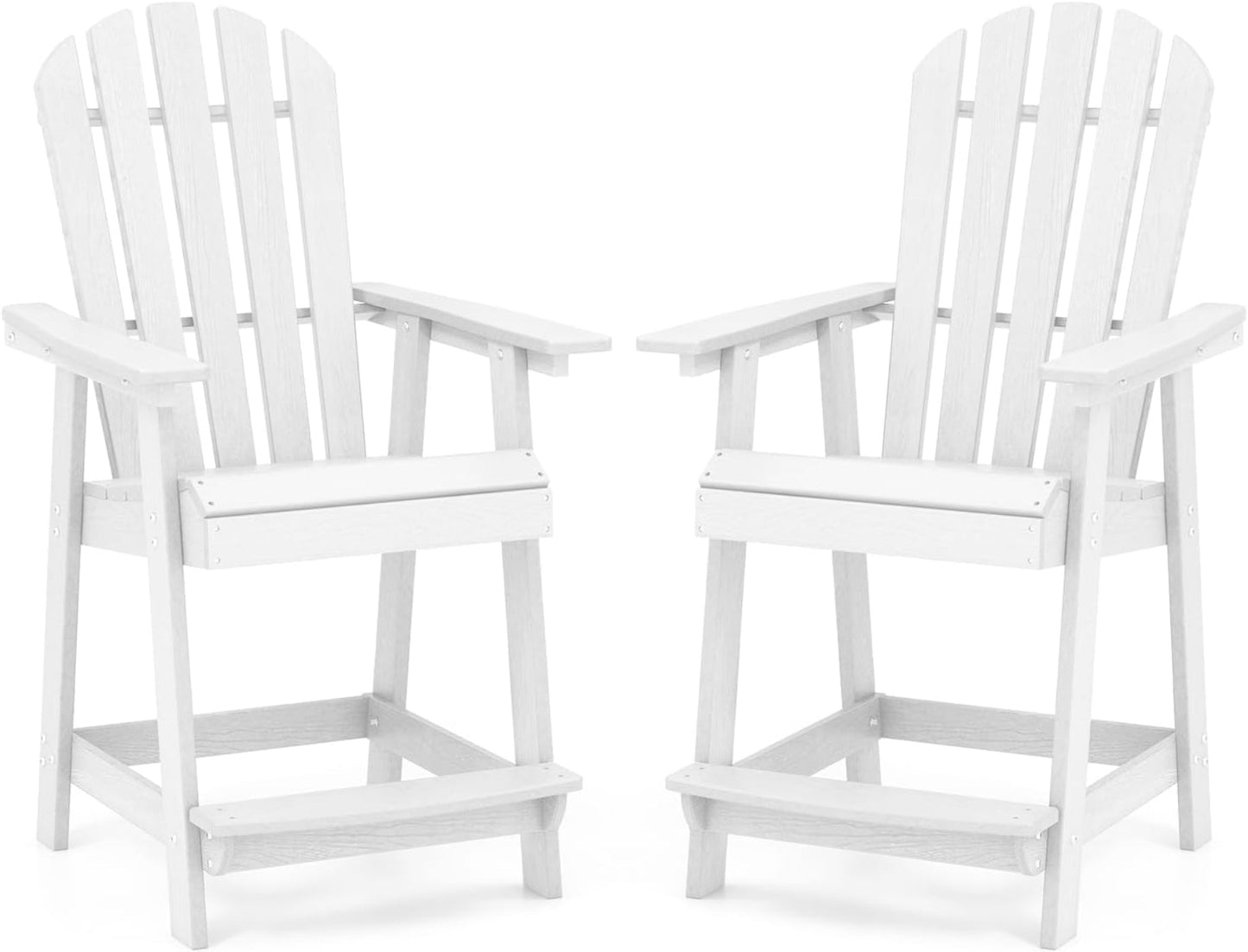 Tangkula Outdoor Bar Stool, HDPE Tall Adirondack Chair with Armrest & Footrest - NP11571GR