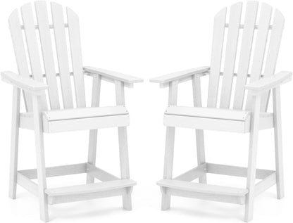 Tangkula Outdoor Bar Stool, HDPE Tall Adirondack Chair with Armrest & Footrest - NP11571GR