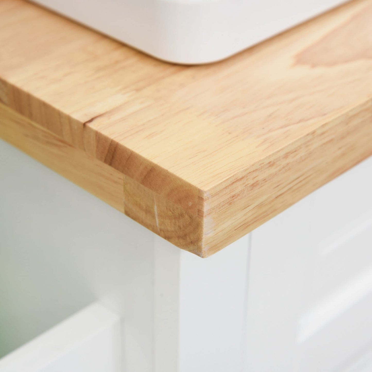 HomCom Kitchen Island on Wheels, Rolling Cart with Rubberwood Top - B08L44DQF8