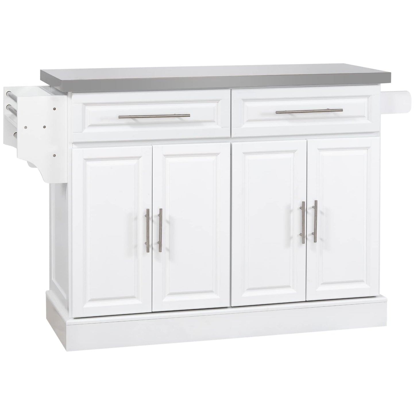 HomCom Rolling Kitchen Island with Storage, Portable Kitchen Cart with Stainless Steel Top - B072NZ5T92
