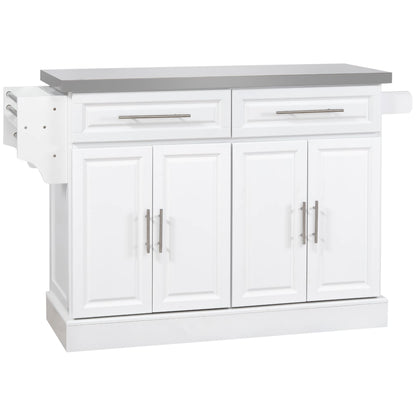 HomCom Rolling Kitchen Island with Storage, Portable Kitchen Cart with Stainless Steel Top - B072NZ5T92