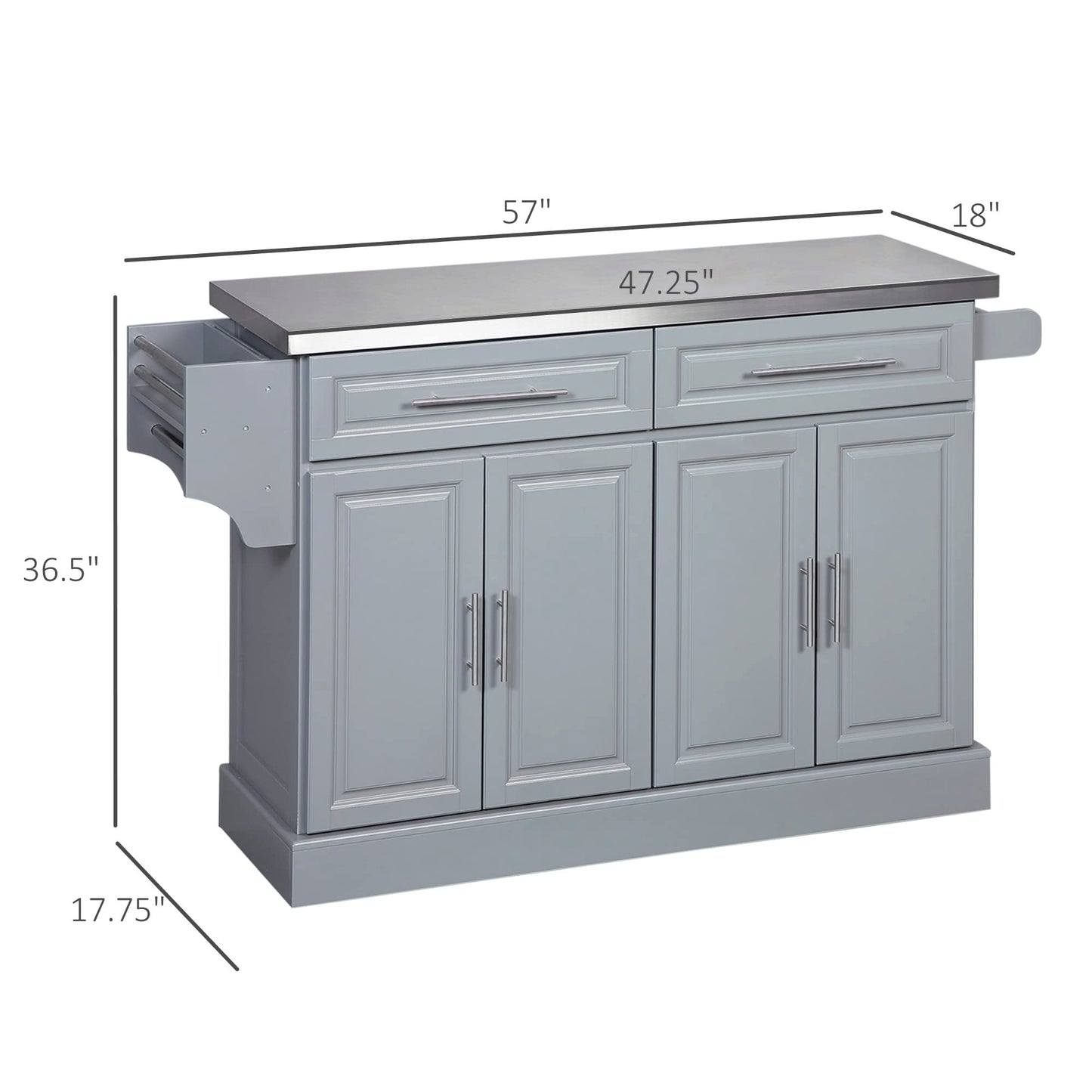 HomCom Rolling Kitchen Island with Storage, Portable Kitchen Cart - B0BL2T9PZV-1