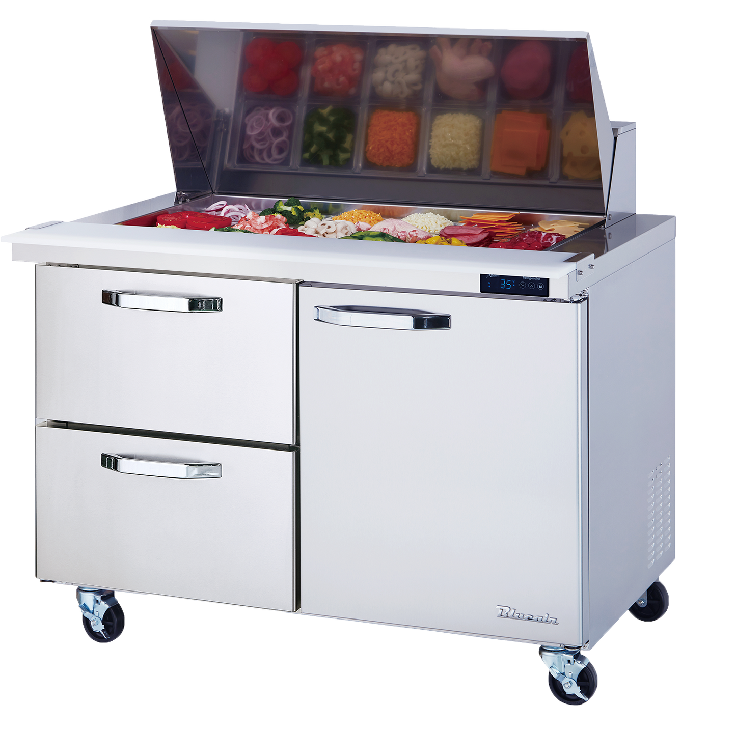 Blue Air | 48" Wide 2 Drawer Mega Top Sandwich Prep Table - BLMT48-D2R-HC