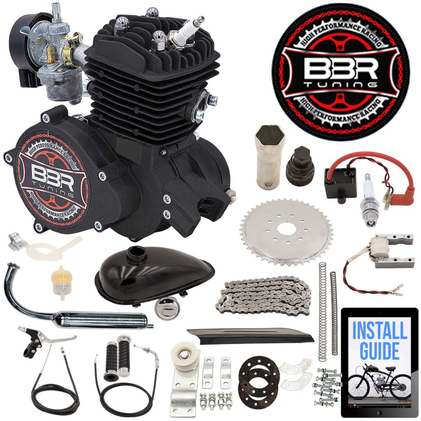 Tracer 26 Inch Men's Ace Beach Cruiser + BBR Tuning 2-Stroke Engine - STK-BEK80-S + MB-TOUCH-M-MBK