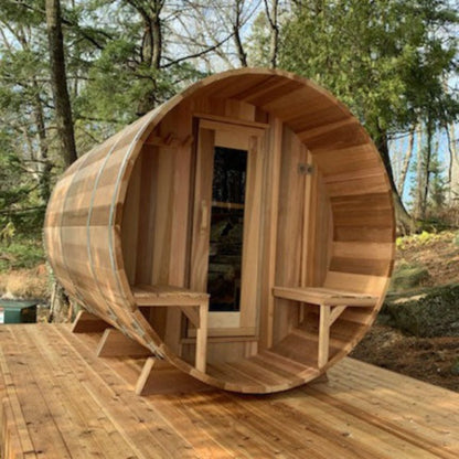 Dundalk LeisureCraft Clear Red Cedar Barrel Sauna - DLCRCBS-666KW