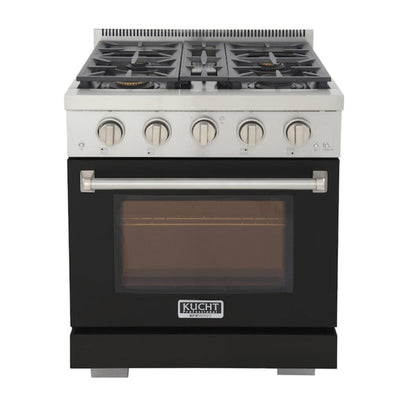 Kucht Professional 30" 4.2 cu. ft. Natural Gas Range in Black with True Simmer Burners, KFX3000X-BK - KFX3000X-BK