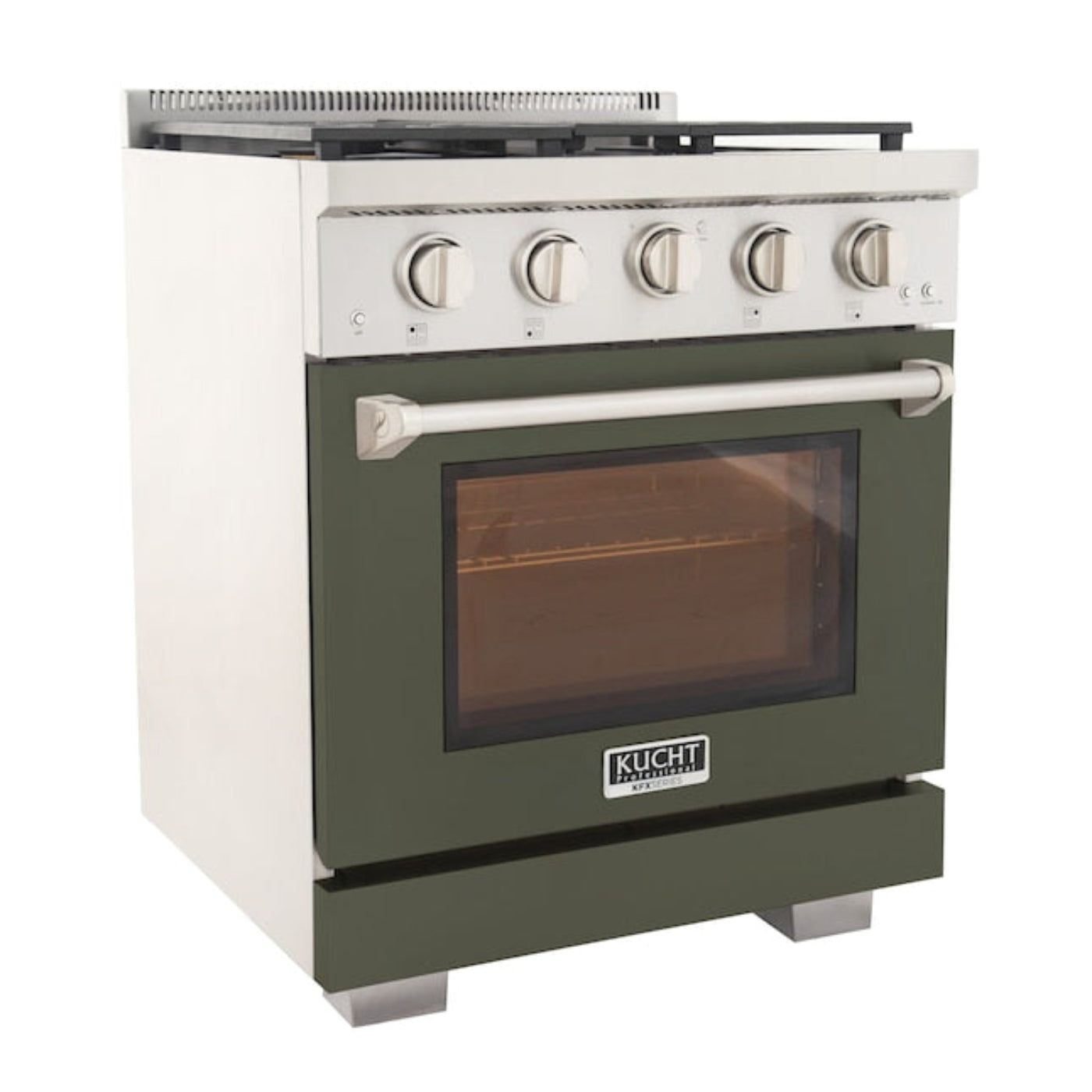 Kucht Professional 30" 4.2 cu. ft. Propane Gas Range in Olive Green with True Simmer Burners, KFX3000X/LP-G - KFX3000X/LP-G