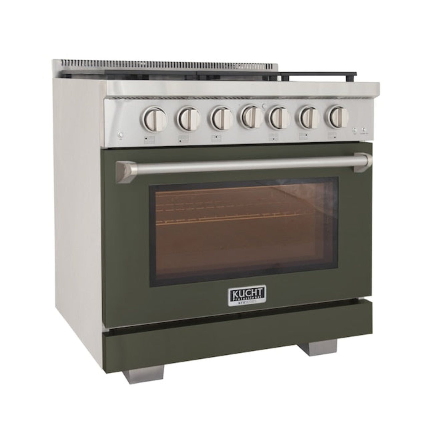 Kucht Professional 36" 5.2 cu. ft. Propane Gas Range in Olive Green with Silver Accents, KFX360/LP-G - KFX360/LP-G