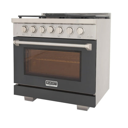 Kucht Professional 36" 5.2 cu. ft. Propane Gas Range in Cement Gray with True Simmer Burners, KFX3600X/LP-GY - KFX3600X/LP-GY