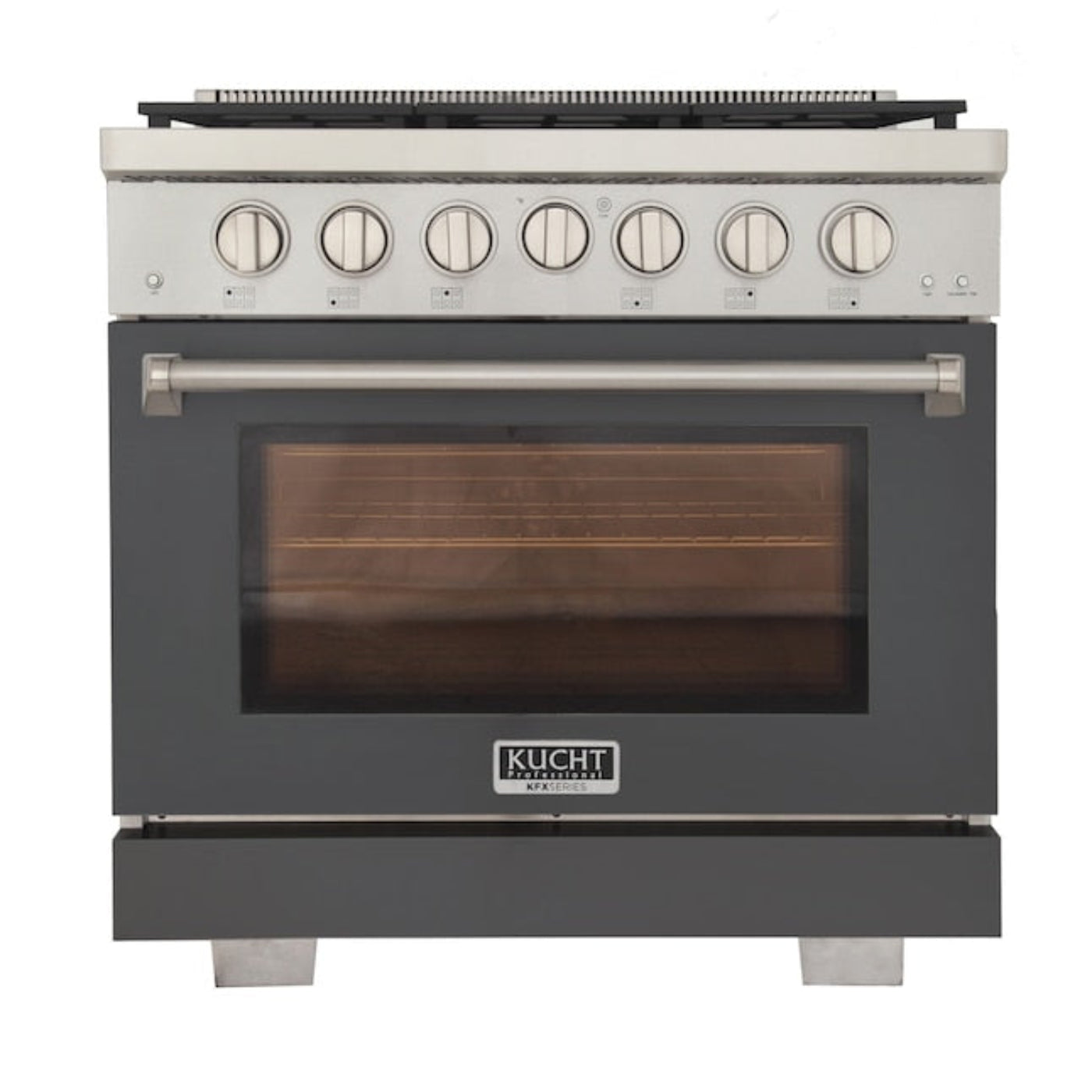 Kucht Professional 36" 5.2 cu. ft. Natural Gas Range in Cement Gray with True Simmer Burners, KFX3600X-GY - KFX3600X-GY