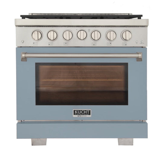 Kucht Professional 36" 5.2 cu. ft. Natural Gas Range in Light Blue with True Simmer Burners, KFX3600X-LB - KFX3600X-LB
