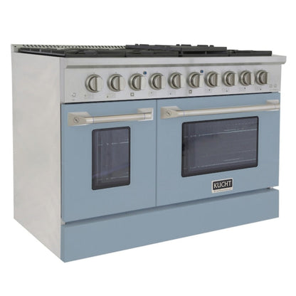 Kucht 48" Pro-Style Propane Gas Dual Fuel Range with 4 Burners in Light Blue, KDF482/LP-LB - KDF482/LP-LB