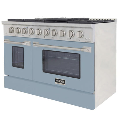 Kucht 48" Pro-Style Propane Gas Dual Fuel Range with 4 Burners in Light Blue, KDF482/LP-LB - KDF482/LP-LB