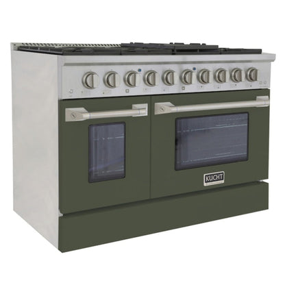 Kucht 48" Pro-Style Propane Gas Dual Fuel Range with 4 Burners in Olive Green, KDF482/LP-OG - KDF482/LP-OG