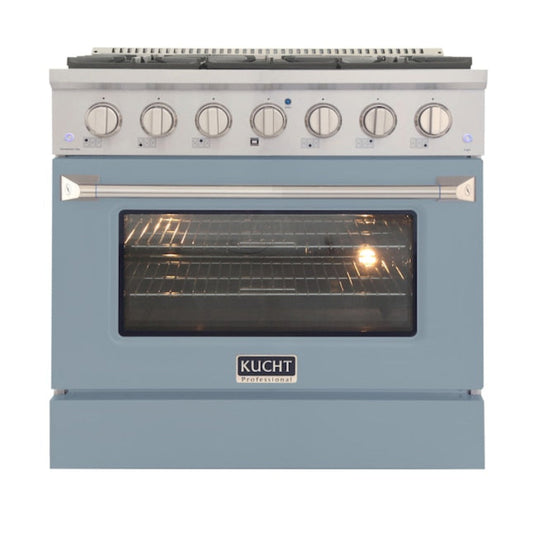 Kucht Professional 36" 5.2 cu ft. Propane Gas Range in Light Blue with Silver Accents -  KNG361/LP-LB