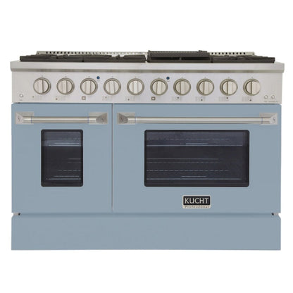 Kucht Professional 48" 6.7 cu ft. Natural Gas Range in Light Blue with Silver Accents -  KNG481-LB