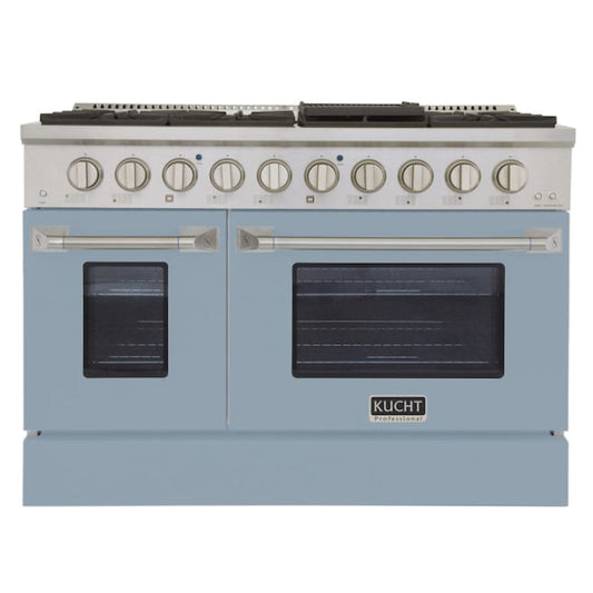 Kucht Professional 48" 6.7 cu ft. Natural Gas Range in Light Blue with Silver Accents -  KNG481-LB
