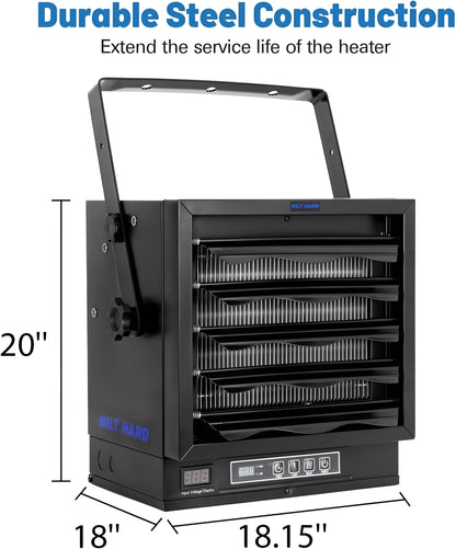 BILT HARD 10,000W Garage Heater, 240V Digital Fan-Forced Wall Mount Shop Heater with Full-Function Remote, Hardwired Shop Heater with 8H Timer, Overheat Protection, Ideal for Garage, Workshop - WHF-0509