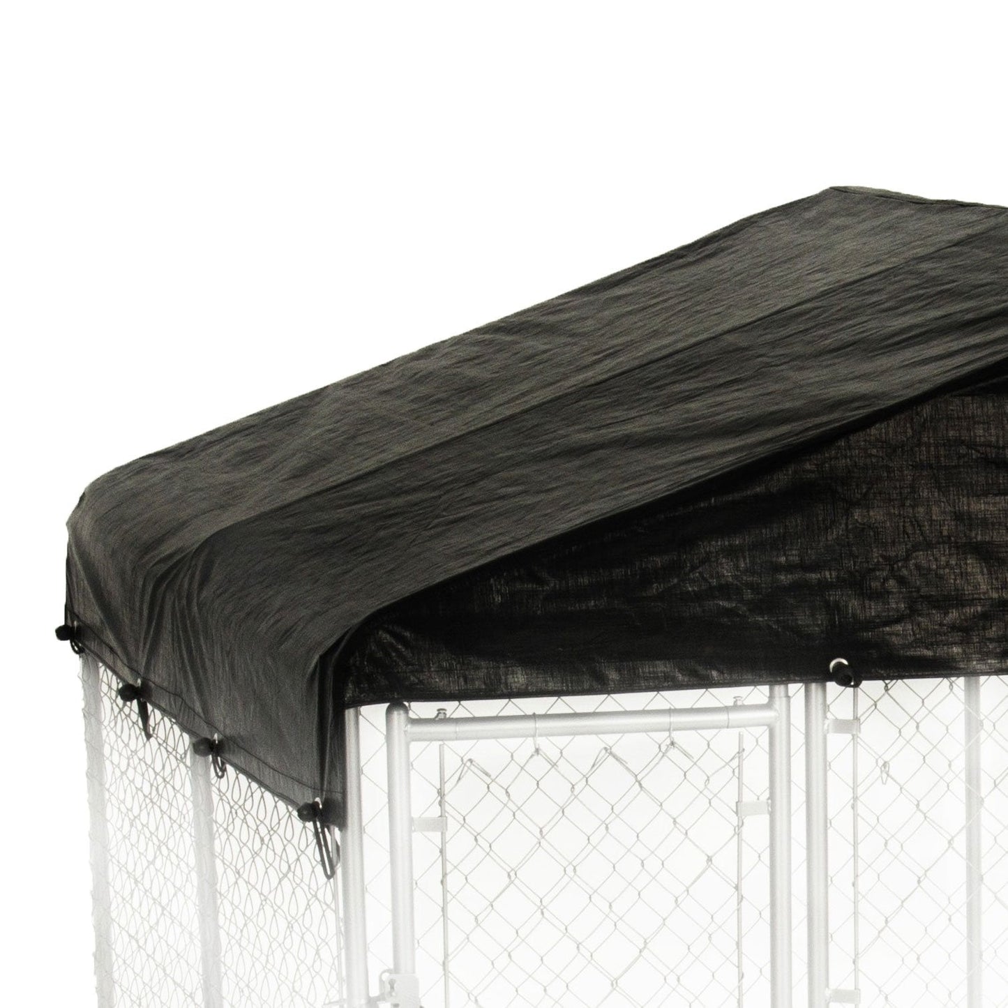 Lucky Dog 10' x 10' Chain Link Dog Kennel (2 Pack) & Waterproof Roof (2 Pack) - 174385