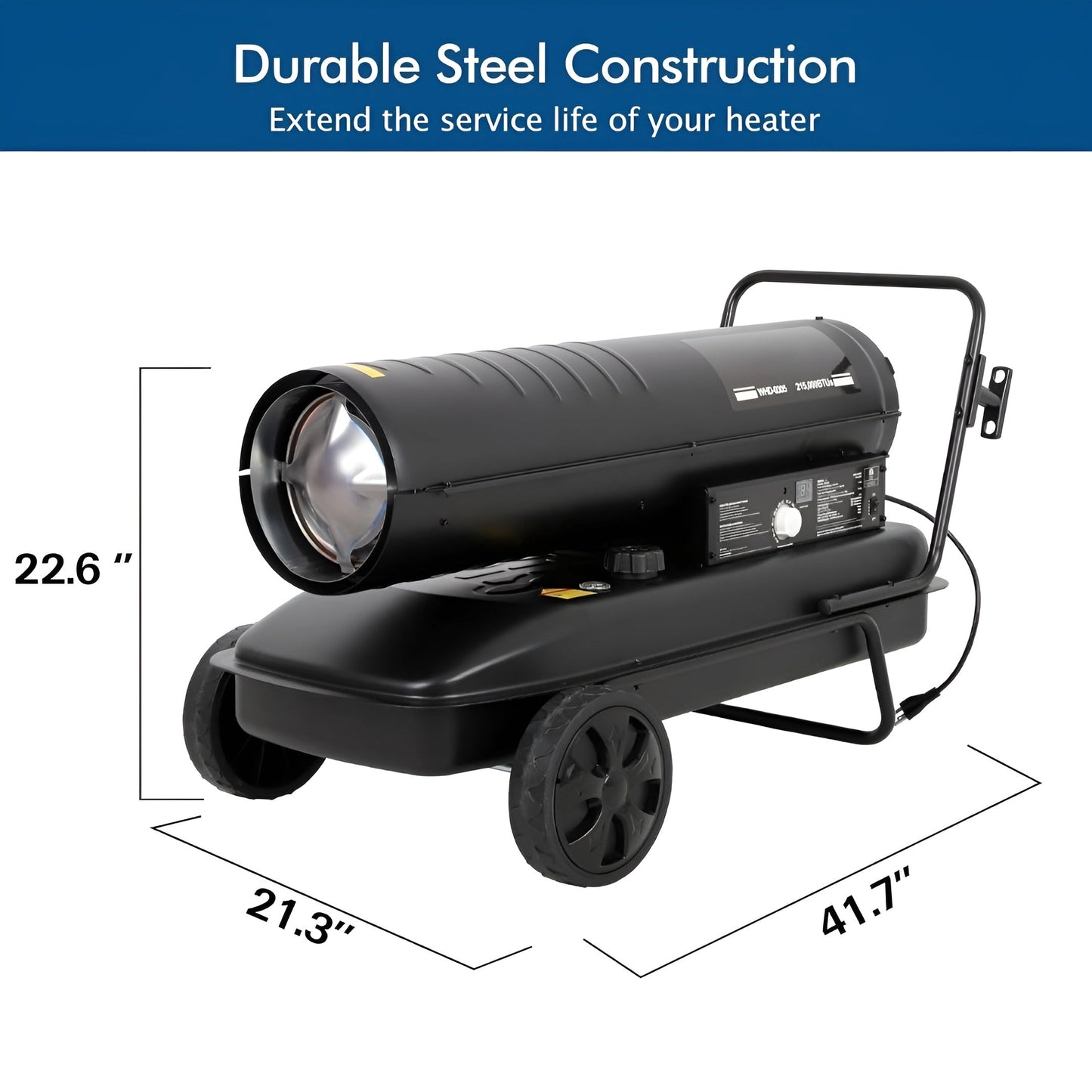 BILT HARD 215,000 BTU Forced Air Kerosene Heater, Portable Torpedo Space Heater with Movable Wheels, Thermostat Control, Overheat Protection, CSA Listed - WHD-0305