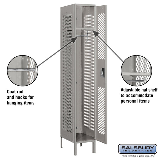 Salsbury 12" Wide Single Tier Vented Metal Locker - 1 Wide - 71152