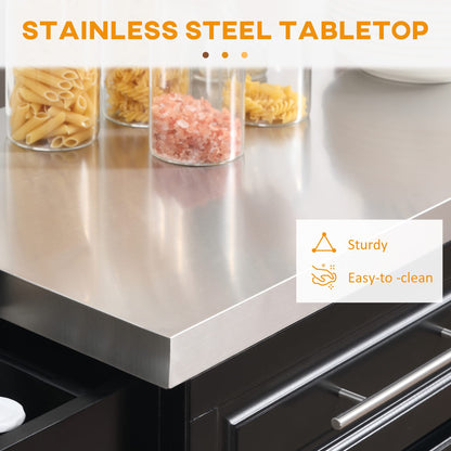 HomCom Rolling Kitchen Island with Storage, Portable Kitchen Cart with Stainless Steel Top - B071YMR7FJ-1