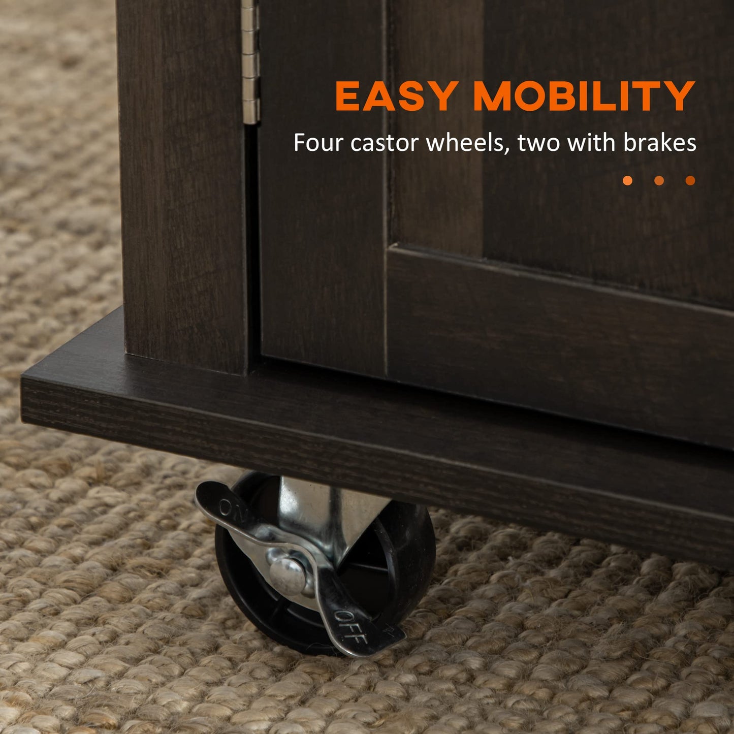 HomCom Kitchen Island on Wheels, Rolling Cart with Rubberwood Top - B0BLMCTYZS-1