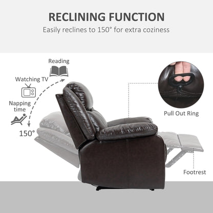 HomCom PU Leather Manual Recliner with Thick Padded Upholstered Cushion and Retractable - B096NGF927