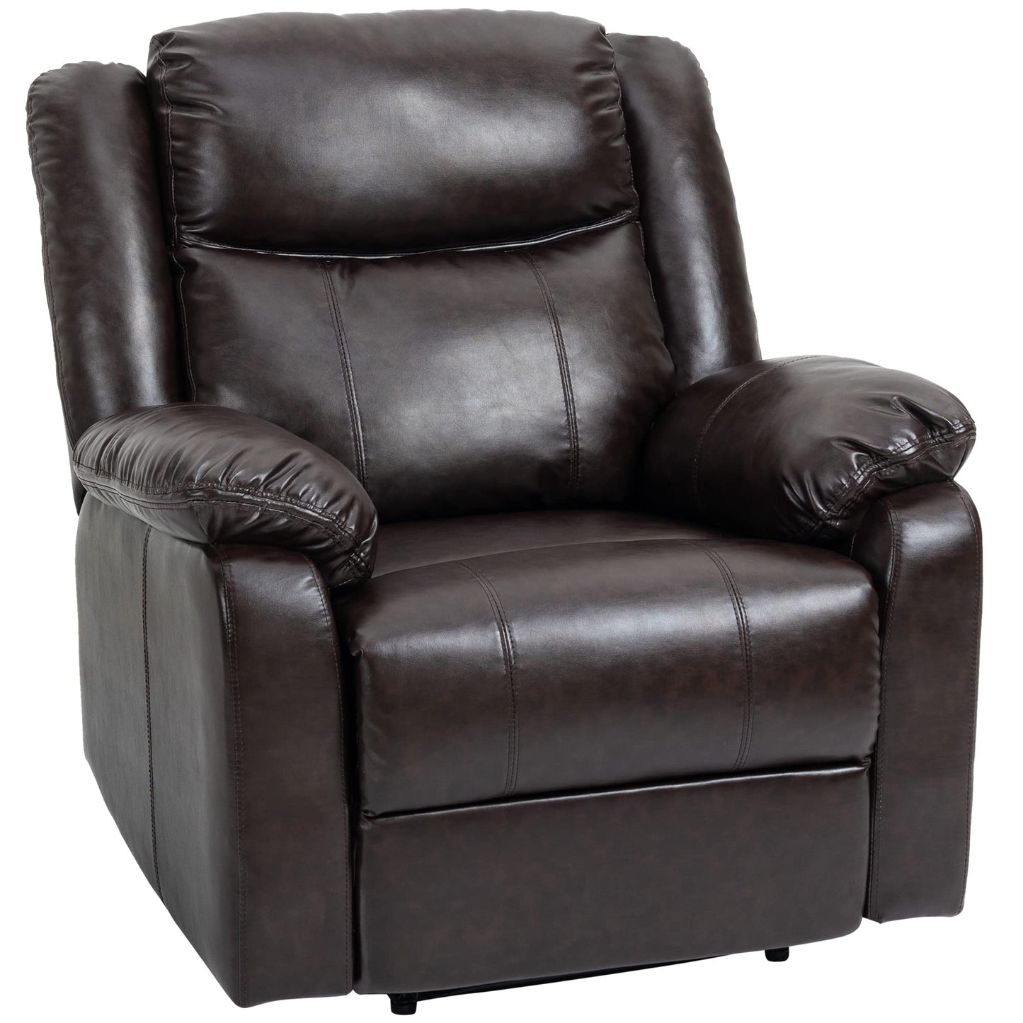 HomCom PU Leather Manual Recliner with Thick Padded Upholstered Cushion and Retractable - B096NGF927
