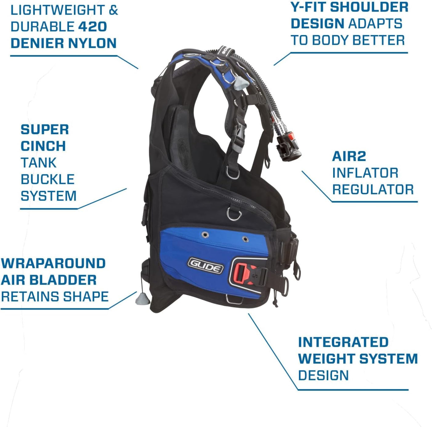 Scubapro Glide 2023 Womens BCD with AIR2 for Scuba Diving - BCD406 01-XS
