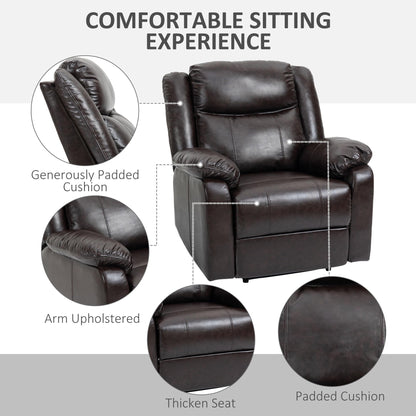 HomCom PU Leather Manual Recliner with Thick Padded Upholstered Cushion and Retractable - B096NGF927