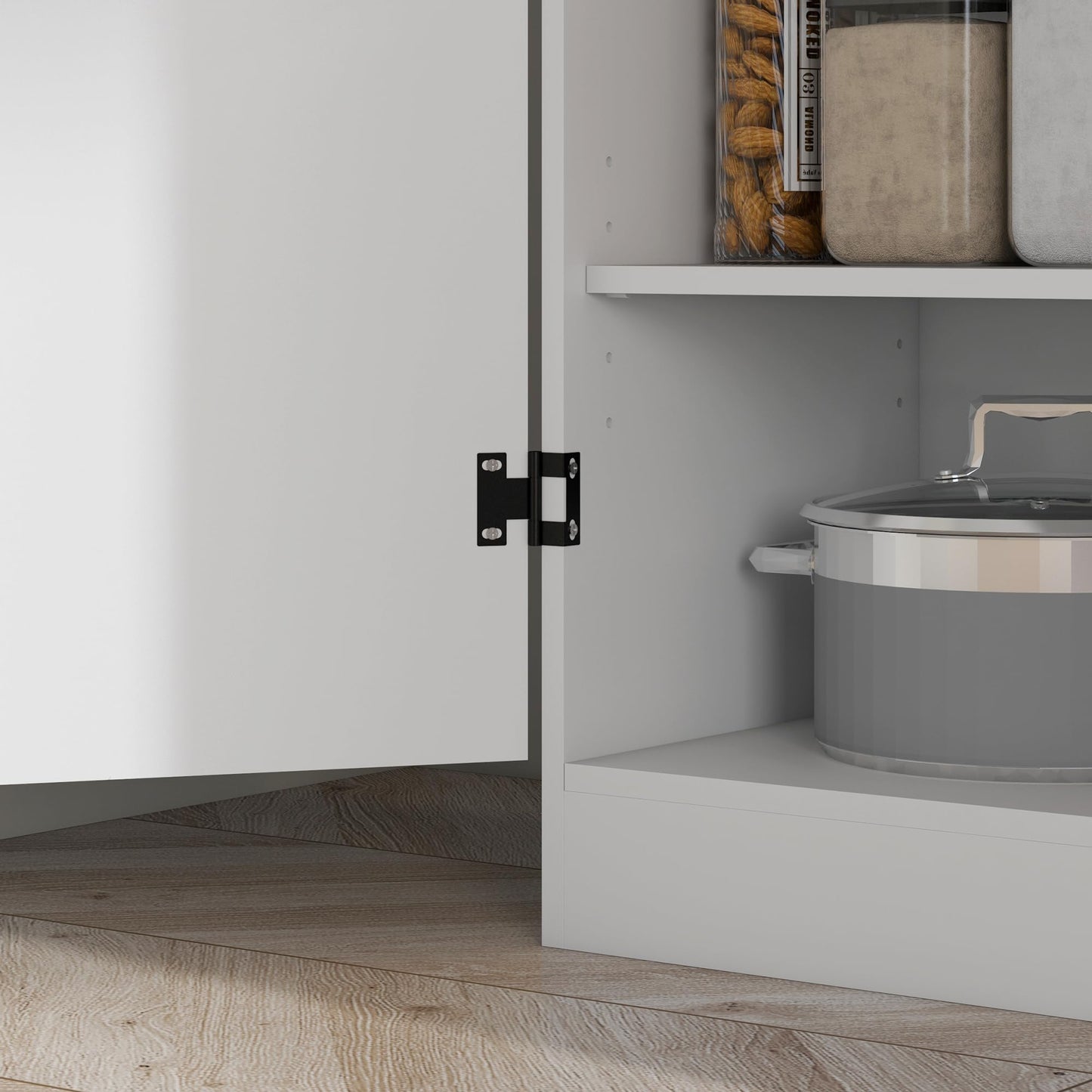 HOMCOM 70" Kitchen Pantry Cabinet, Freestanding Storage Cabinet with 4 Doors and 2 Adjustable Shelves for Dining Room, White - B09YXPKT9T