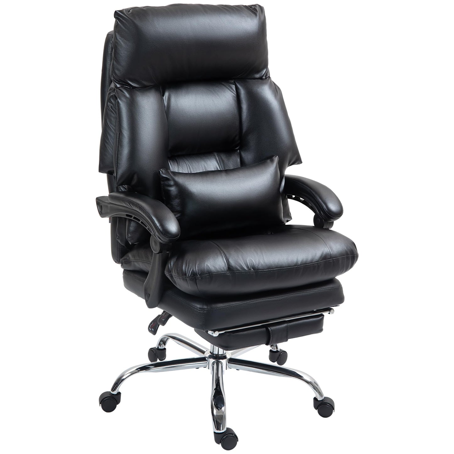 HomCom Overstuffed Executive Office Chair, High Back, Reclining PU Leather, Foot Rest - B0DPPLWH67